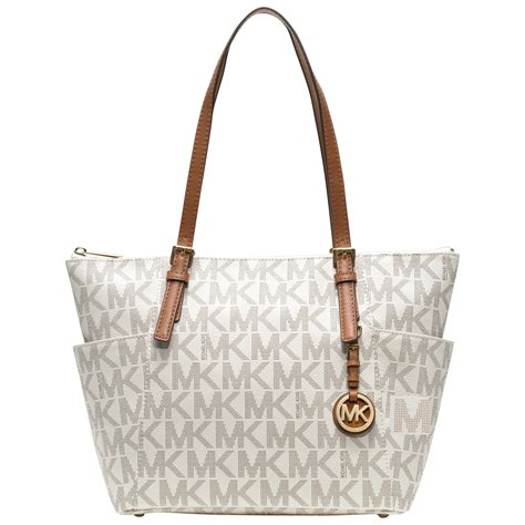 michael kors white leather tote|Michael Kors black leather handbag.